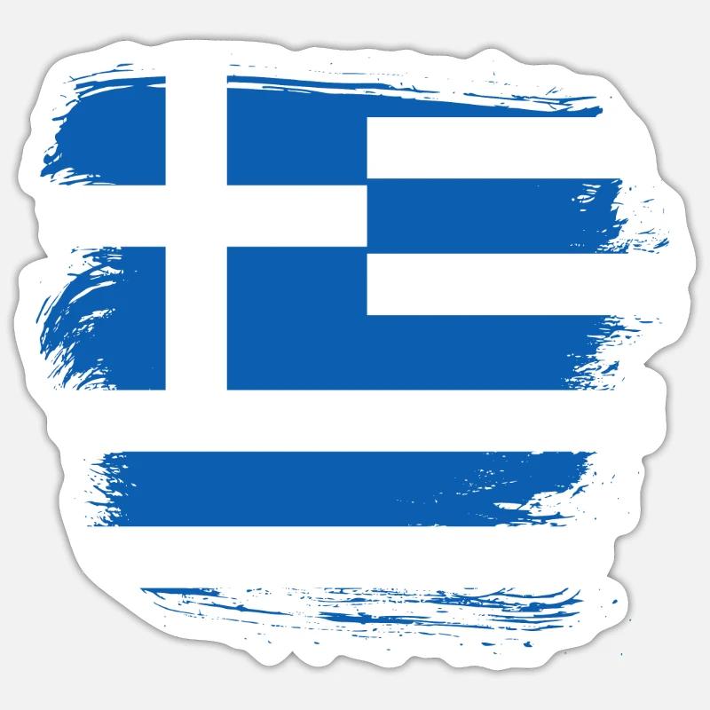 Grèce Drapeau - Sticker taille S (10 x 10 cm) - blanc mat