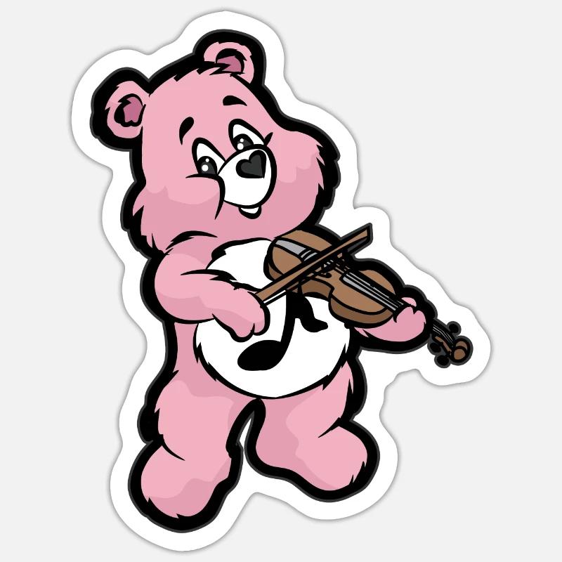 Teddy Bärchen Violon joueur - Sticker taille S (10 x 10 cm) - blanc mat