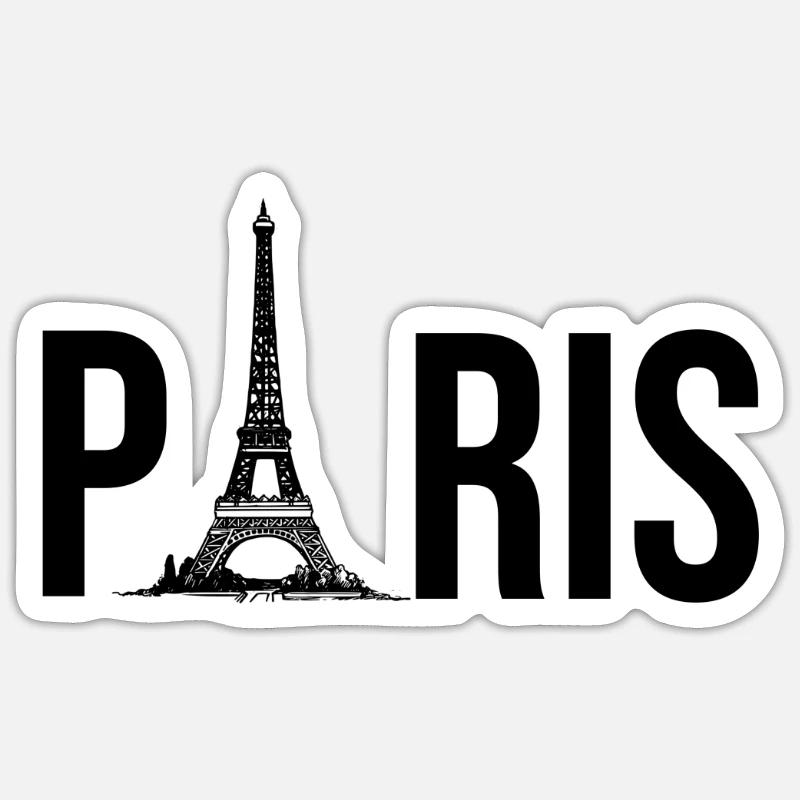 Paris – Typography with Eiffel Tower charm - Sticker size S (10 x 10 cm) - white matte