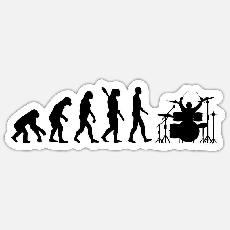 Drummer Drums Evolution Drummer Gift - Sticker size S (10 x 10 cm) - white matte