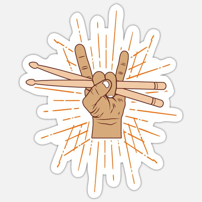 Drummer Rocking Drumsticks Drummer Gift - Sticker size S (10 x 10 cm) - white matte