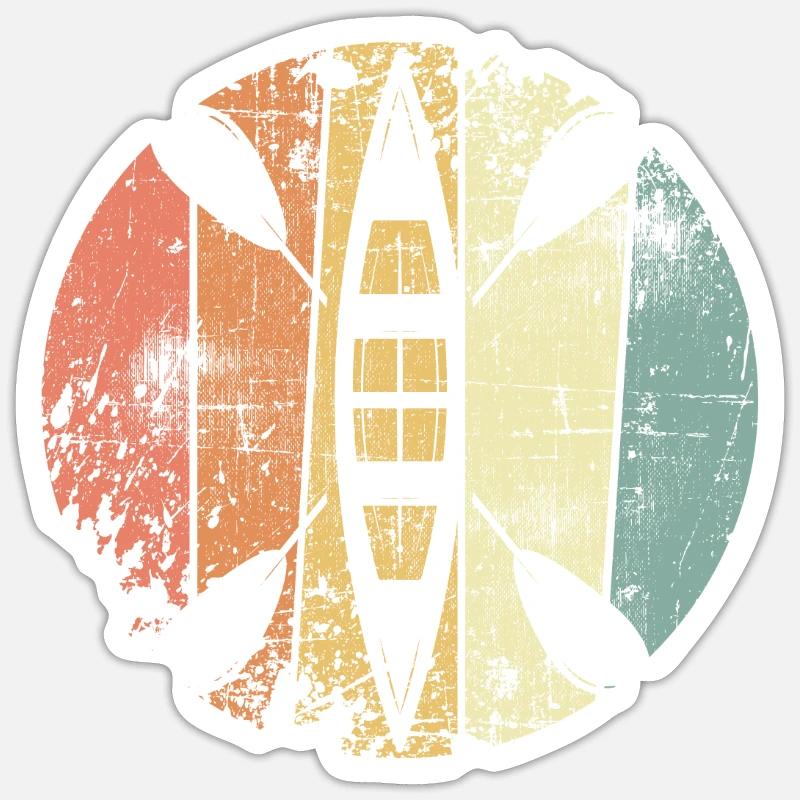 Kayak rétro - Sticker taille S (10 x 10 cm) - blanc mat