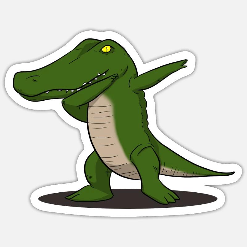 Krokodil Kroko Dab Dabbing Trend Tanz dapping - Sticker Größe S (10 x 10 cm) - Mattweiß