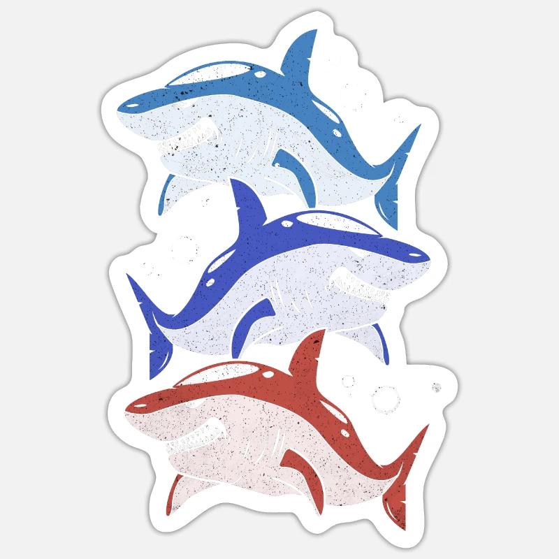 Requins - Sticker taille S (10 x 10 cm) - blanc mat