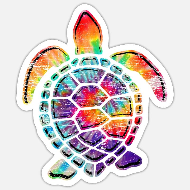Bunte Schildkröte - Sticker Größe S (10 x 10 cm) - Mattweiß