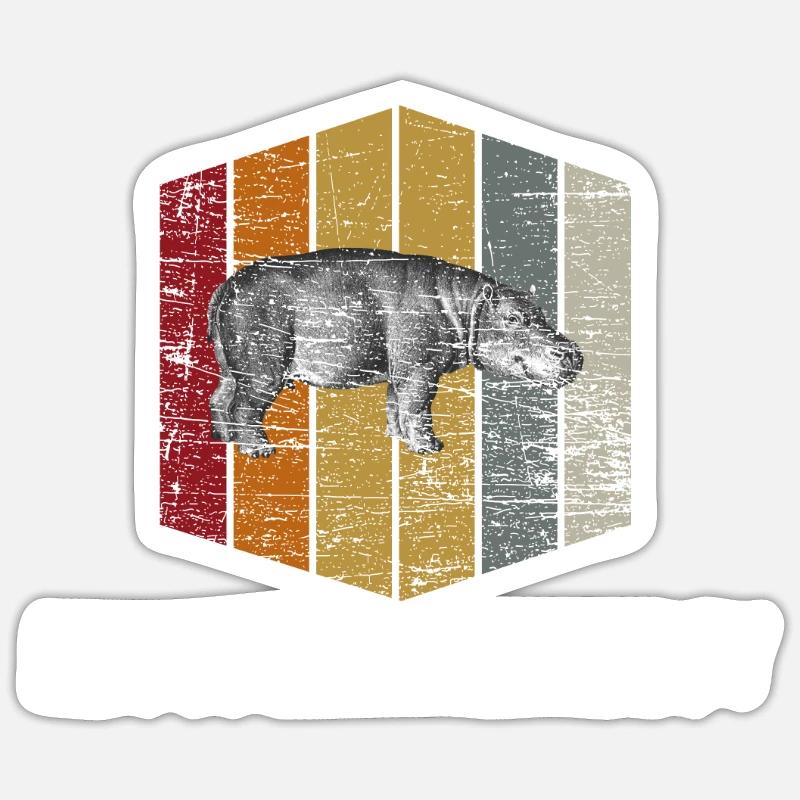 hippos - Sticker taille S (10 x 10 cm) - blanc mat