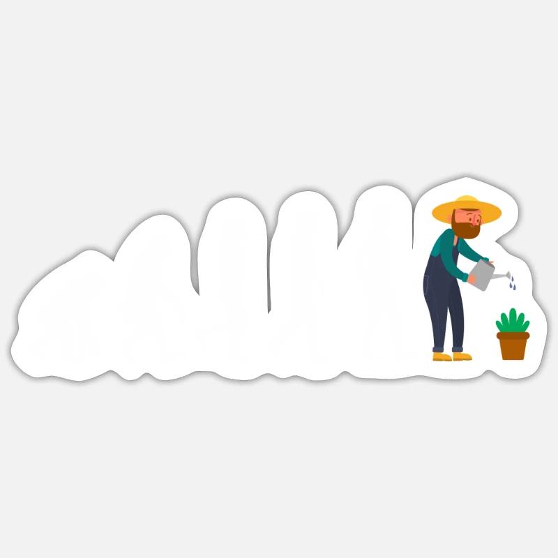 Gärtner Evolution Garten Pflege Gießkanne Rasen - Sticker Größe S (10 x 10 cm) - Mattweiß