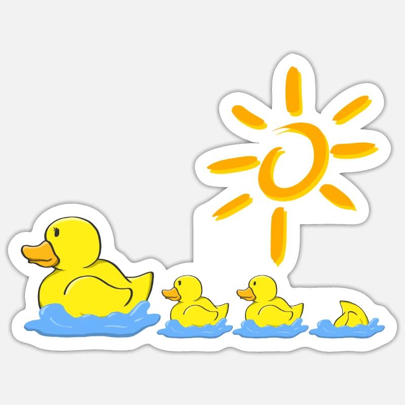 Famille de canards Canards en caoutchouc - Sticker taille S (10 x 10 cm) - blanc mat