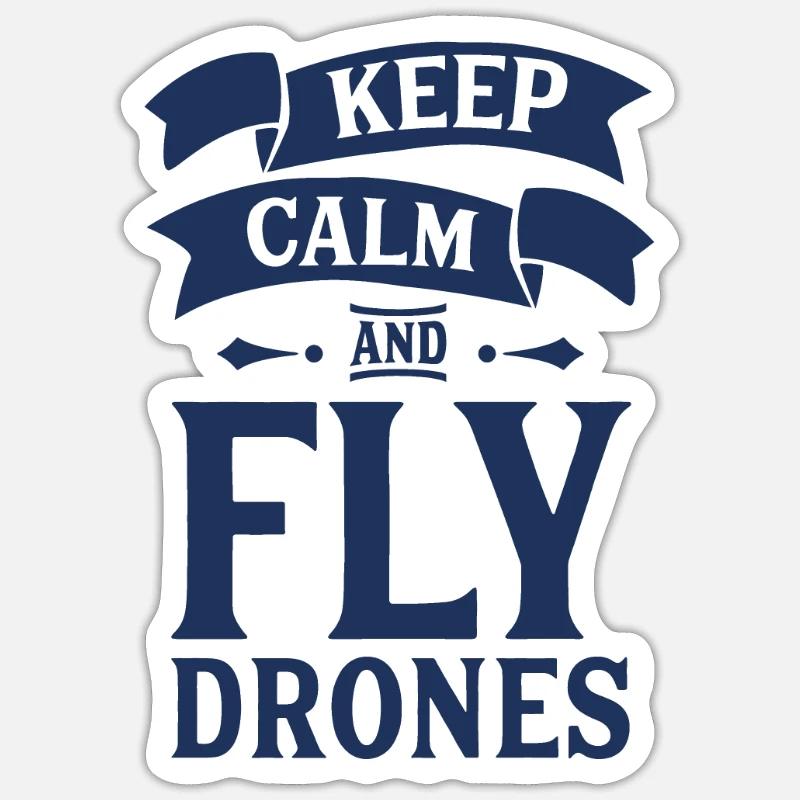 Drone - Sticker taille S (10 x 10 cm) - blanc mat