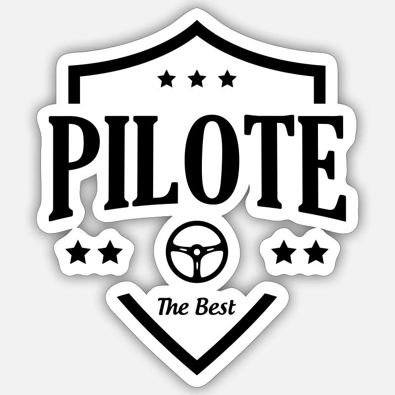 Rennfahrer / Pilot / Auto / Luftfahrt / Luft - Sticker Größe S (10 x 10 cm) - Mattweiß