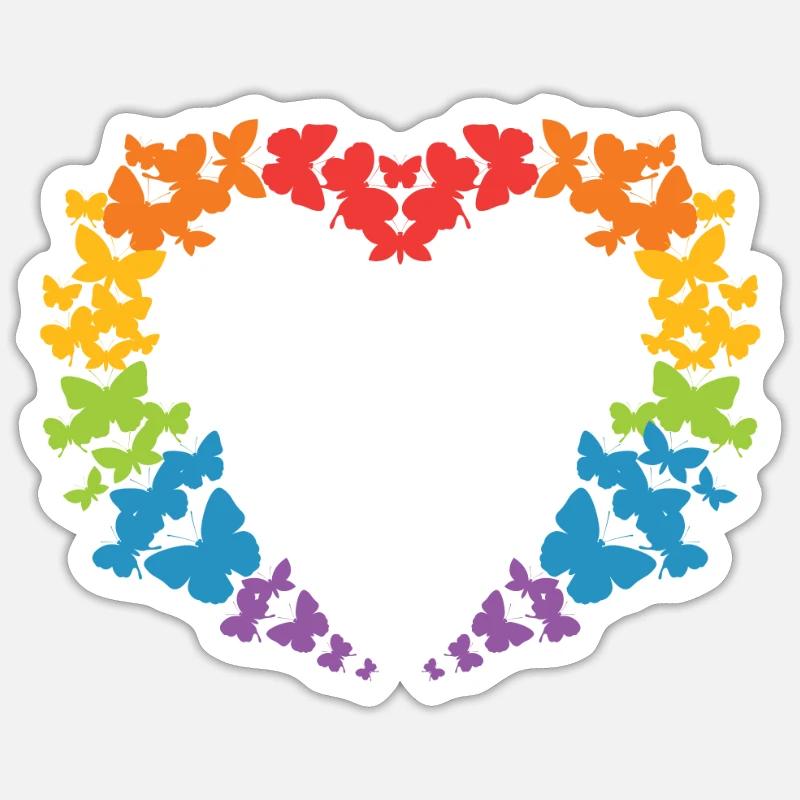 Papillon arc en ciel - Sticker taille S (10 x 10 cm) - blanc mat