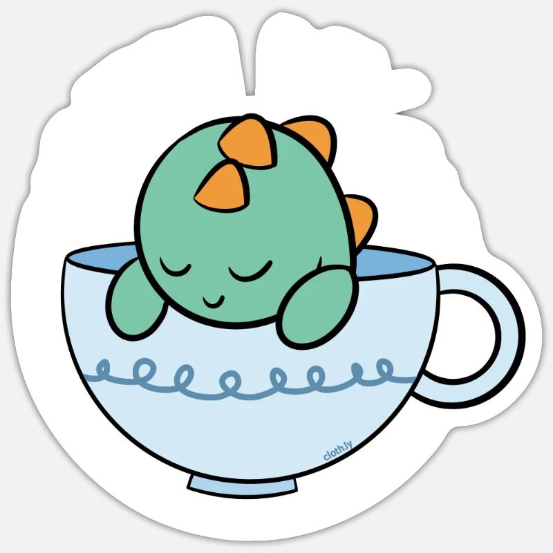Tea Rex Tee Teetrinker - Sticker Größe S (10 x 10 cm) - Mattweiß