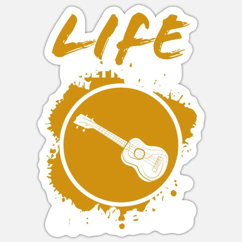 Ukulele - Sticker taille S (10 x 10 cm) - blanc mat
