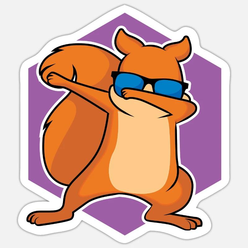 Dabbing Squirrel - Design - Sticker size S (10 x 10 cm) - white matte