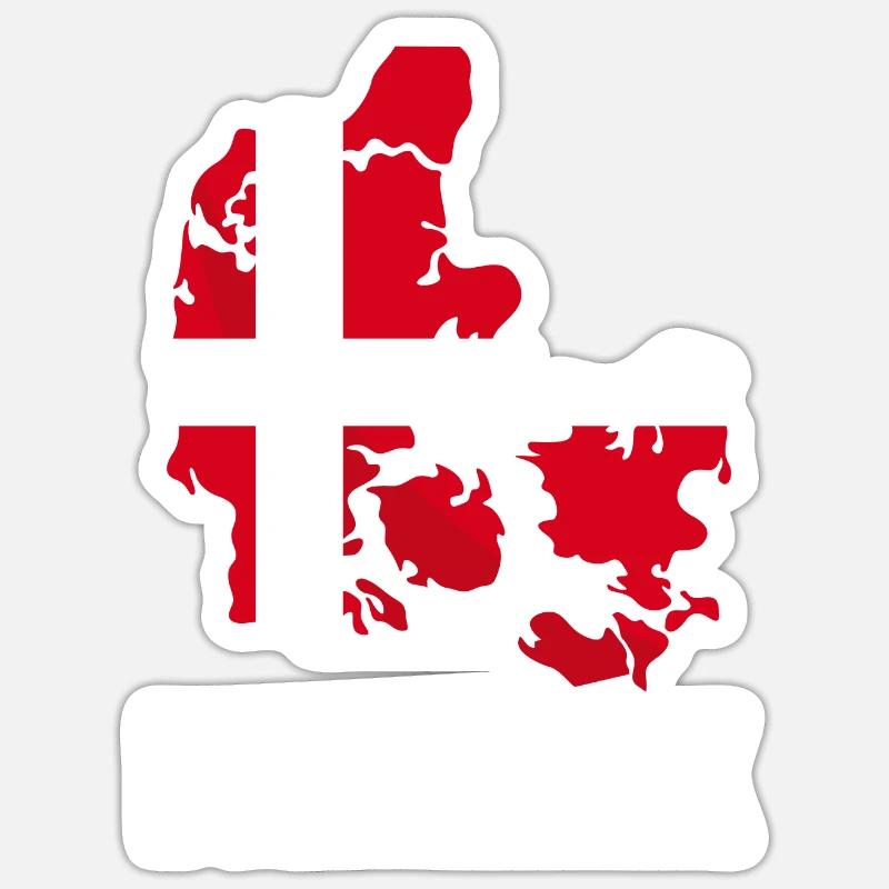 Drapeau vacances danois - Sticker taille S (10 x 10 cm) - blanc mat