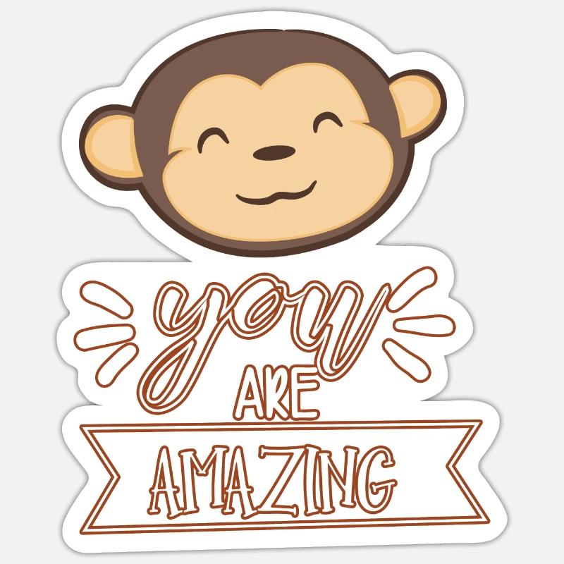 singe - Sticker taille S (10 x 10 cm) - blanc mat