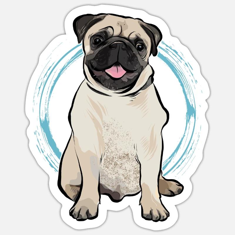 pug - Sticker size S (10 x 10 cm) - white matte