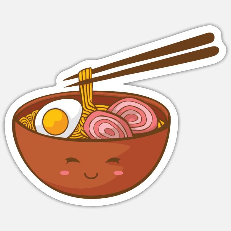 Ramen Ramen Ramen Suppe Suppe Suppe - Sticker Größe S (10 x 10 cm) - Mattweiß