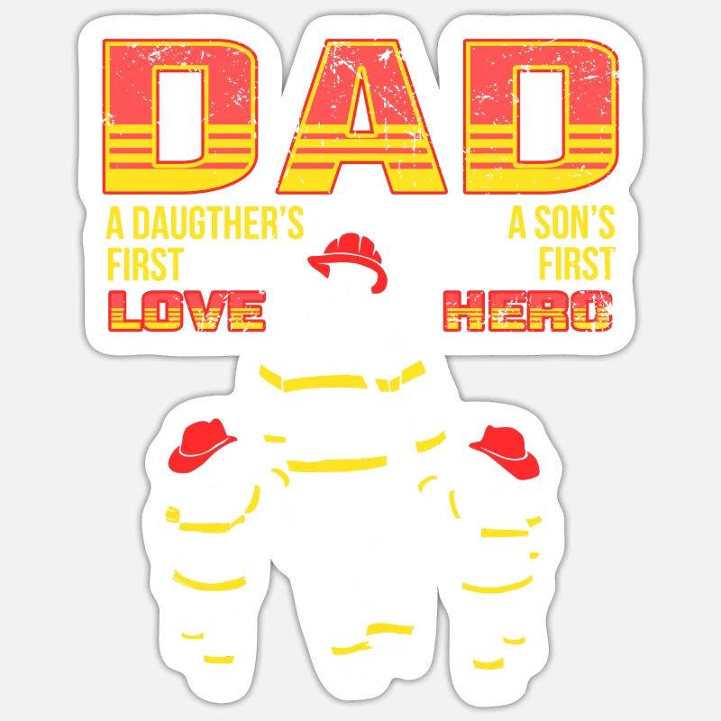 Papa pompier - Sticker taille S (10 x 10 cm) - blanc mat