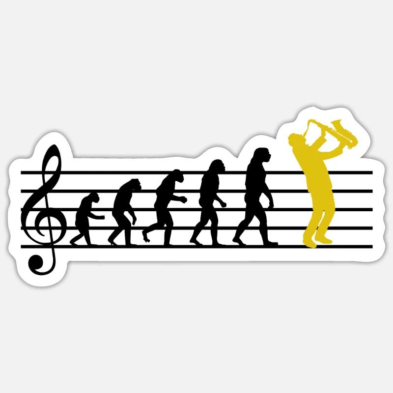 Saxophone Jazz Evolution Saxophone Classique Musicien - Sticker taille S (10 x 10 cm) - blanc mat