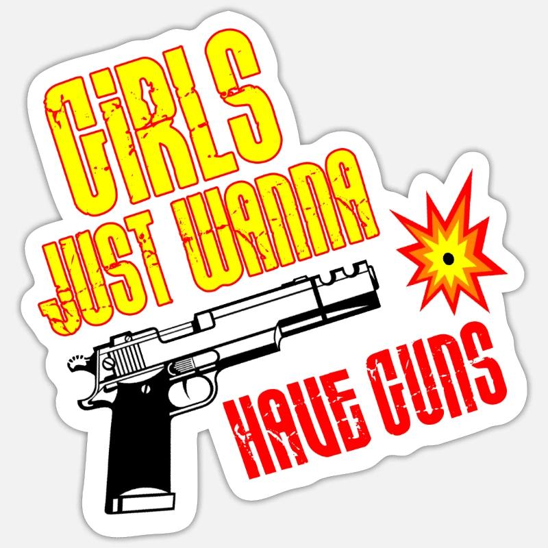 Mädchen-Gewehr-Kugel-Waffen-Kugel-Pistolen-Geschenk - Sticker Größe S (10 x 10 cm) - Mattweiß