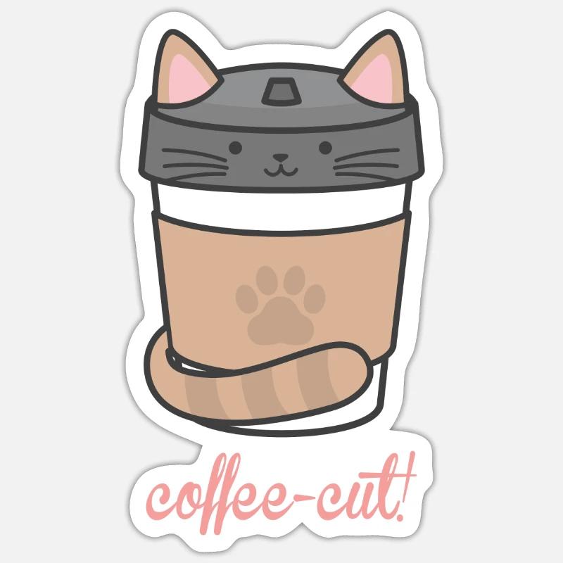 Kaffee-Schnitt! - Sticker Größe S (10 x 10 cm) - Mattweiß
