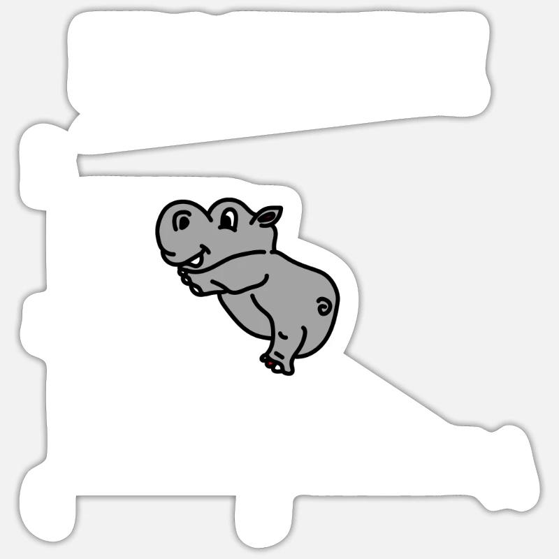 Hippopotamus math - Sticker size S (10 x 10 cm) - white matte