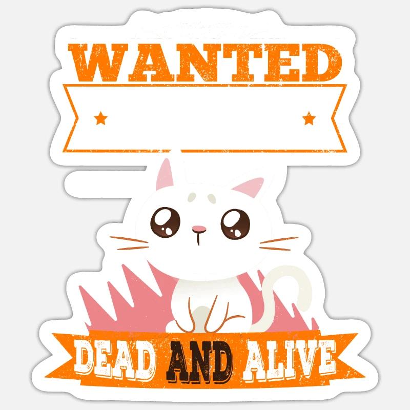 Le chat de Schrödinger chat mignon physique quantique - Sticker taille S (10 x 10 cm) - blanc mat