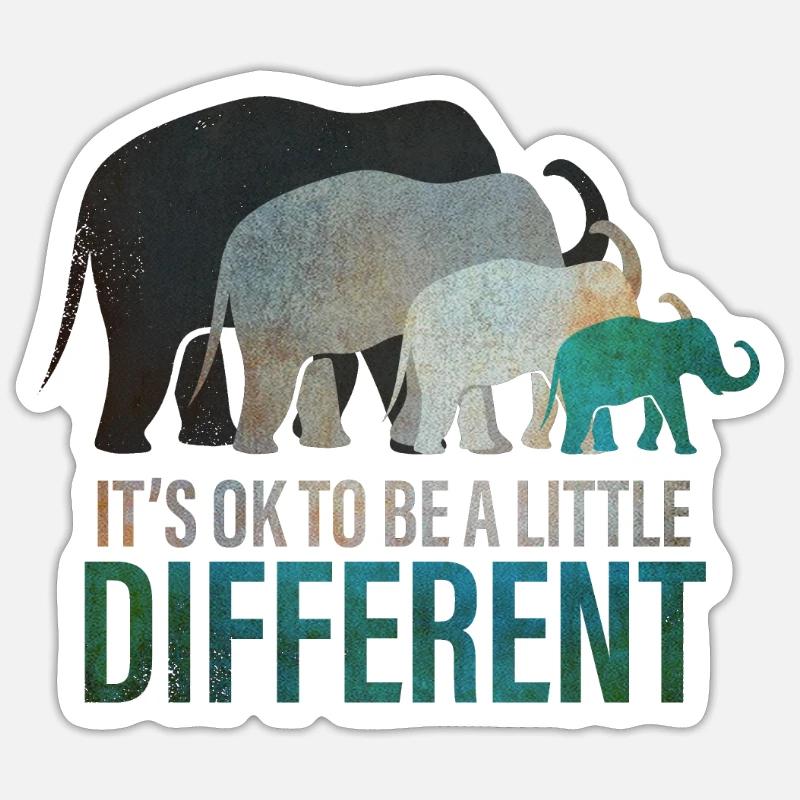 Its ok to be different - Sei anders Elefant - Sticker Größe S (10 x 10 cm) - Mattweiß