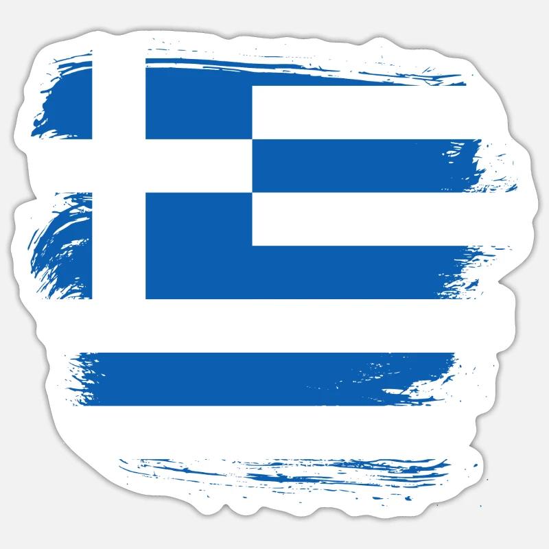 Grèce Drapeau - Sticker taille S (10 x 10 cm) - blanc mat