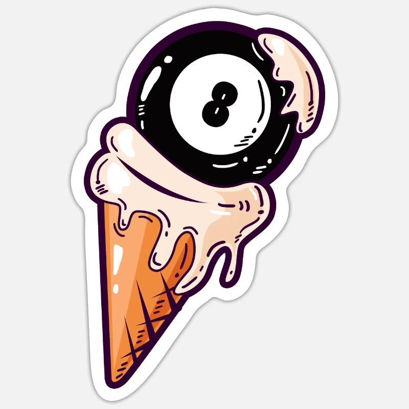 Billard Kugel Eis Billard Eiscreme - Sticker Größe S (10 x 10 cm) - Mattweiß