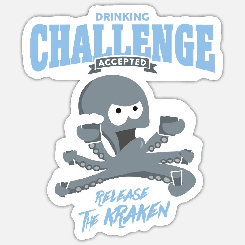 drinking challenge accepted - release the kraken - Sticker Größe S (10 x 10 cm) - Mattweiß