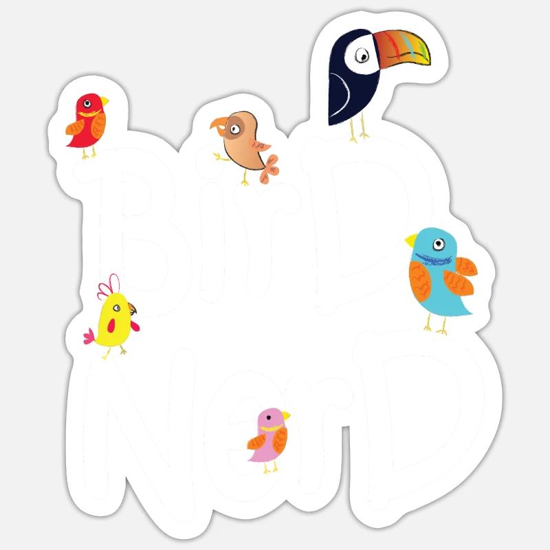 Vogel Nerd - Sticker taille S (10 x 10 cm) - blanc mat