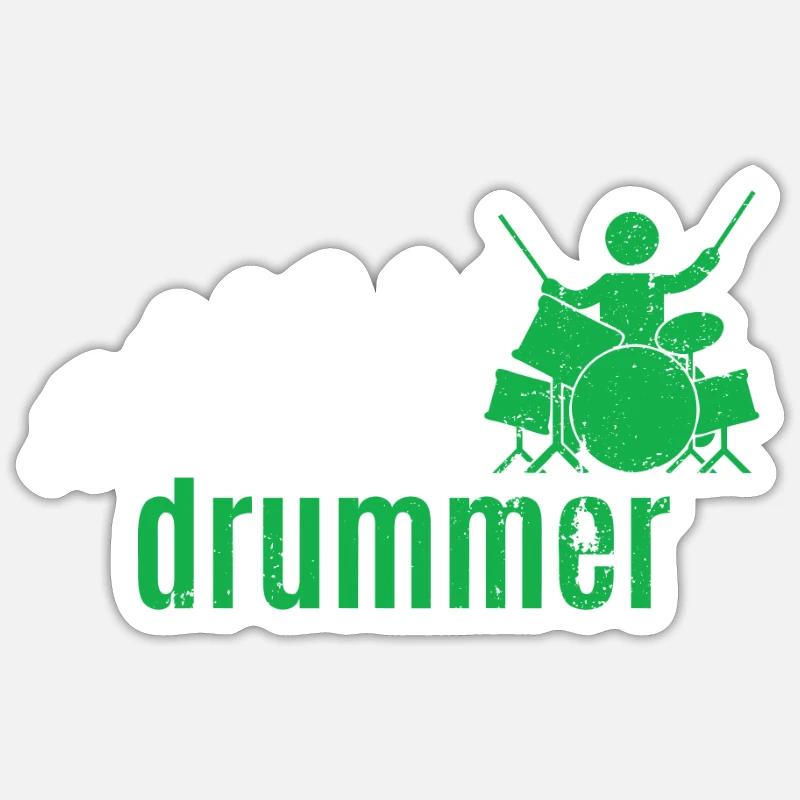 Drummer - Sticker taille S (10 x 10 cm) - blanc mat