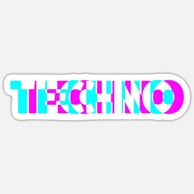 Techno - Sticker taille S (10 x 10 cm) - blanc mat