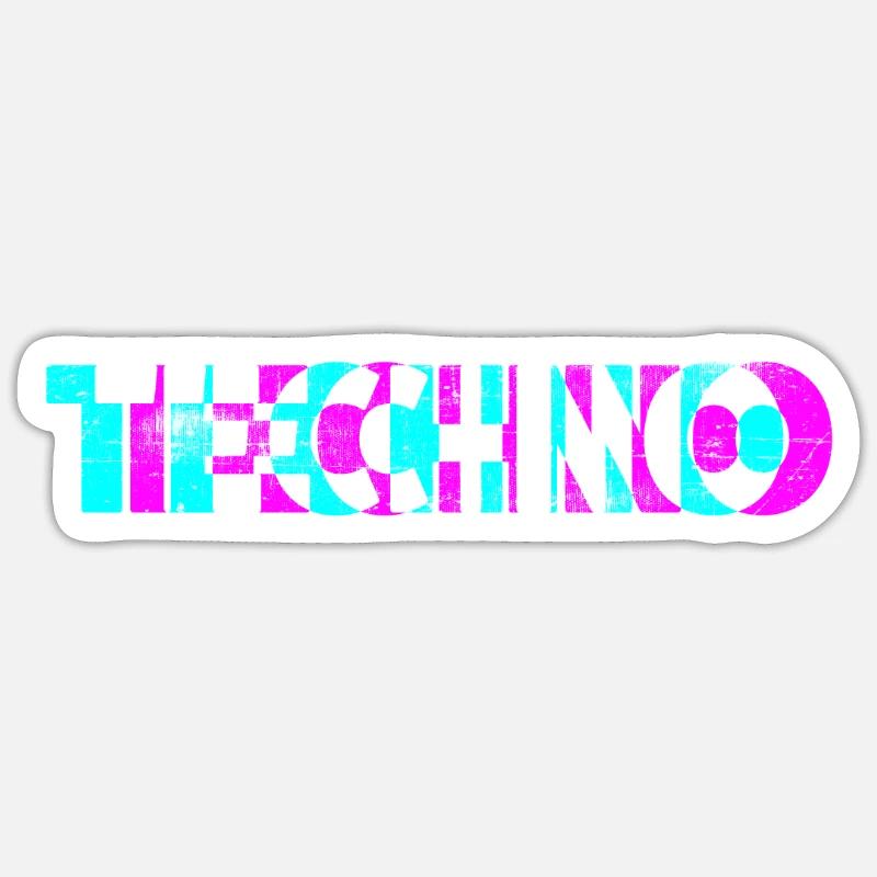 Techno - Sticker size S (10 x 10 cm) - white matte