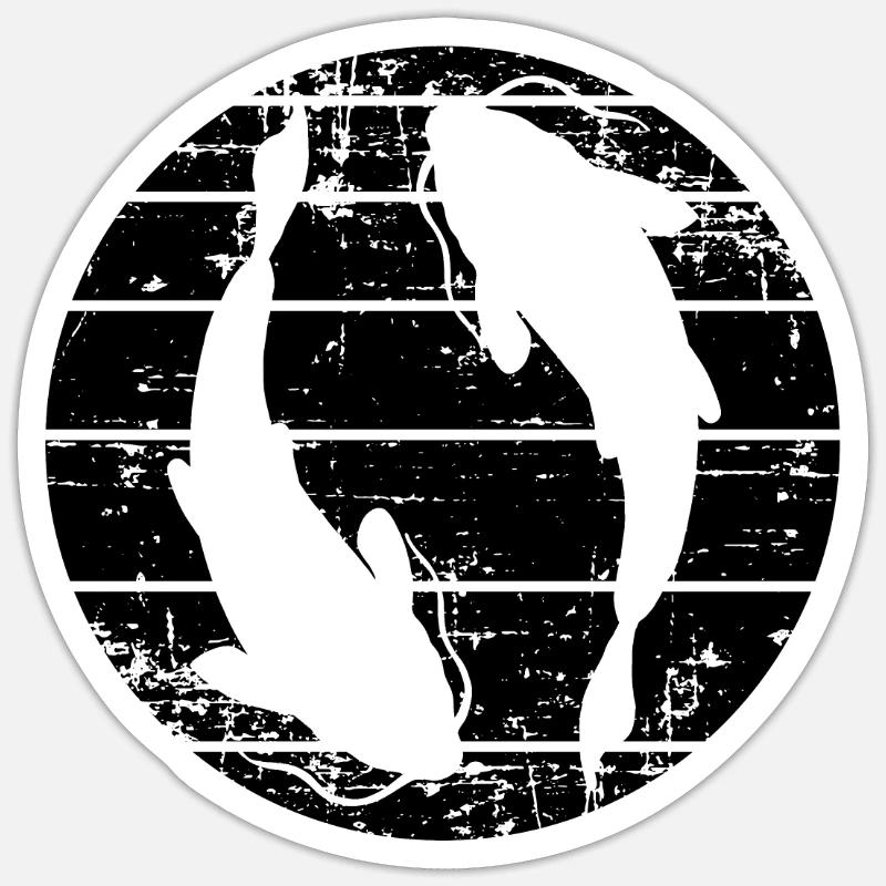 Koi Carpes - Sticker taille S (10 x 10 cm) - blanc mat