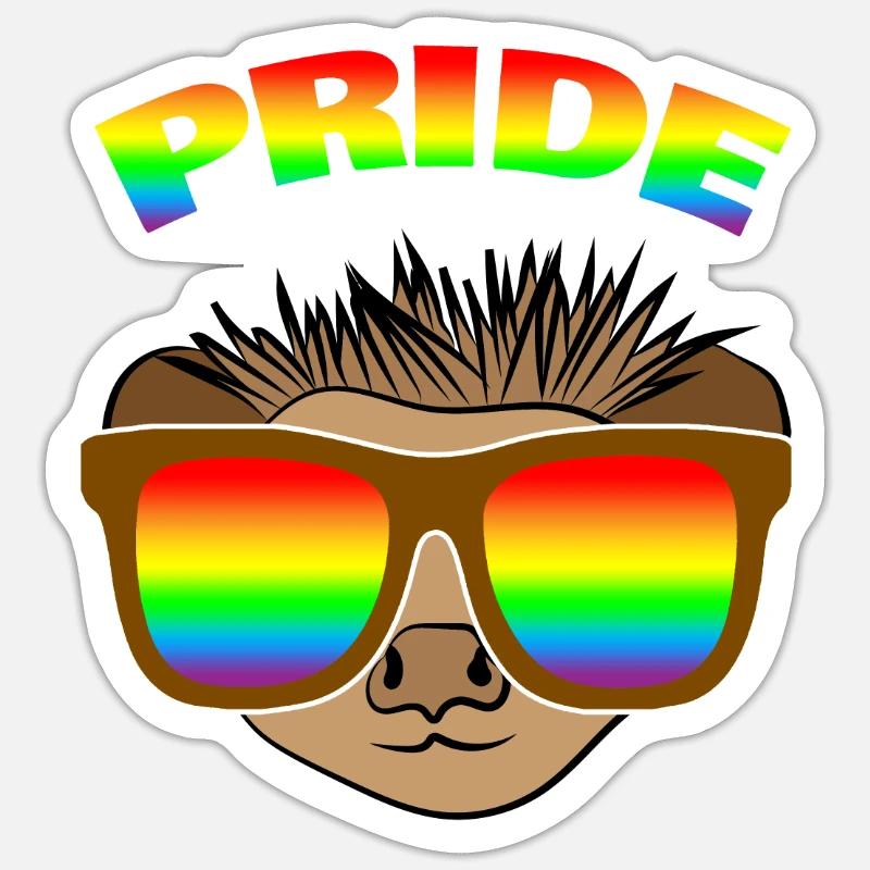 Hérisson arc-en-ciel - Sticker taille S (10 x 10 cm) - blanc mat