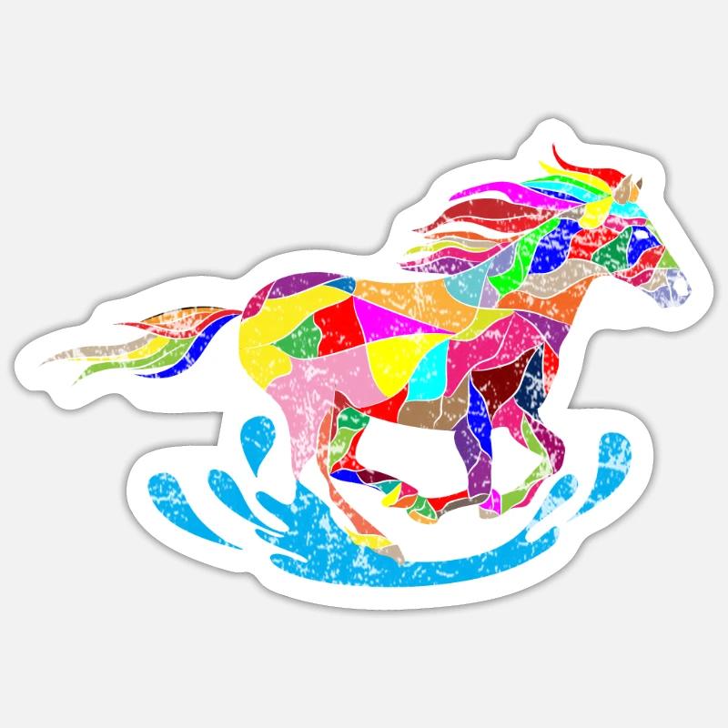 cheval - Sticker taille S (10 x 10 cm) - blanc mat
