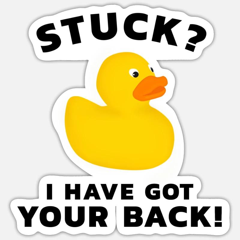 Programmeur canard en caoutchouc Sticker taille S (10 x 10 cm)