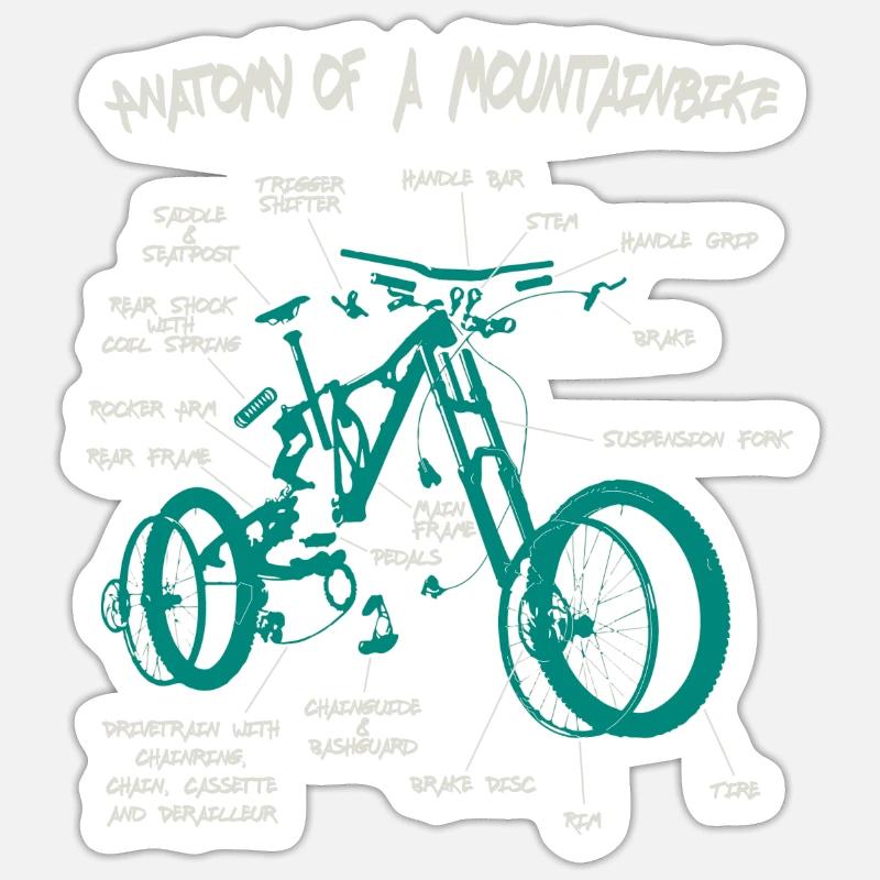 Anatomie d'un VTT VTT - Sticker taille S (10 x 10 cm) - blanc mat