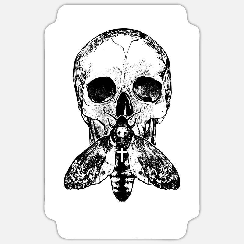 Skull Moth Gothic skull bone Sticker size S (10 x 10 cm)