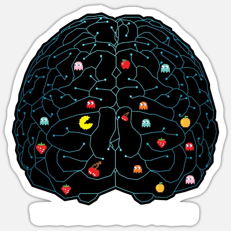 Your Brain On Videogames - Sticker Größe S (10 x 10 cm) - Mattweiß