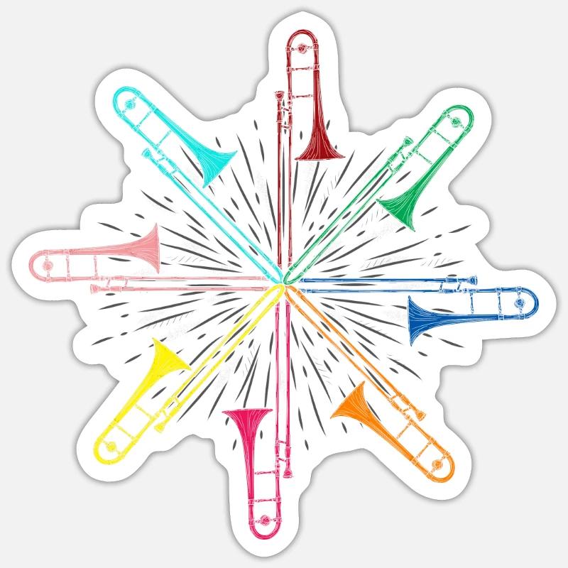 Son de trombone - Sticker taille S (10 x 10 cm) - blanc mat