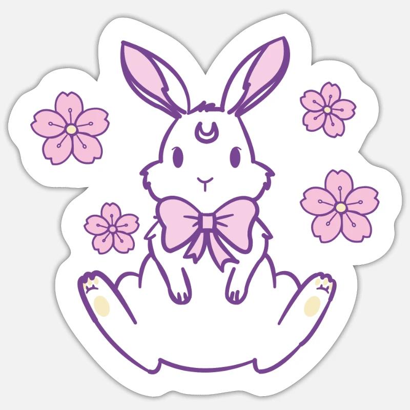 lièvre doux - Sticker taille S (10 x 10 cm) - blanc mat