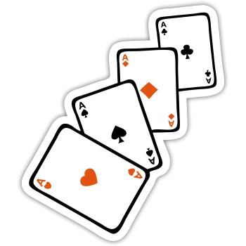 carte poker carre as 1 - Sticker taille S (10 x 10 cm) - blanc mat - Devant