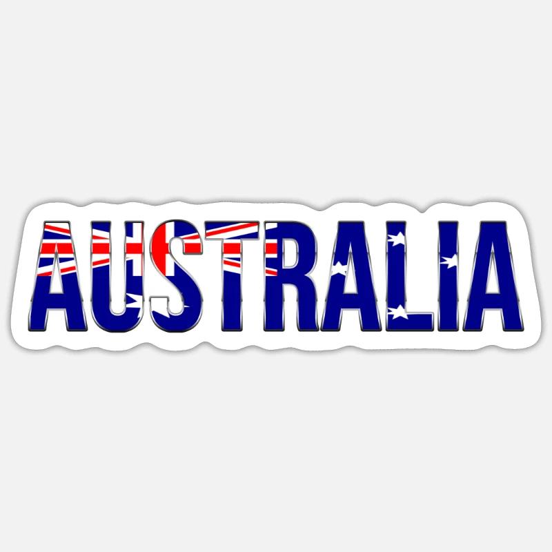 Conception de la police du drapeau australien - Sticker taille S (10 x 10 cm) - blanc mat