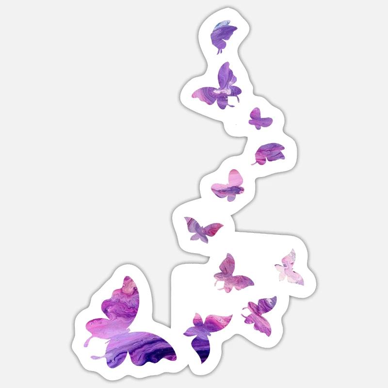 papillon essaim harmonie rose - Sticker taille S (10 x 10 cm) - blanc mat