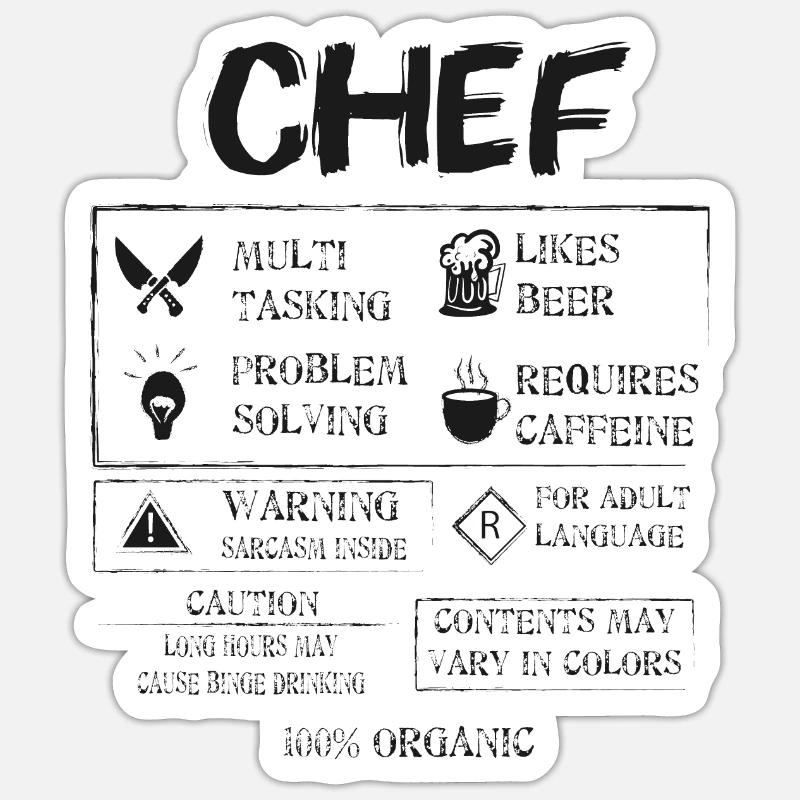 Cuisinier - Sticker taille S (10 x 10 cm) - blanc mat