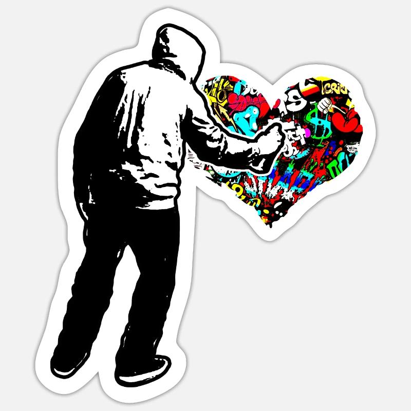 Graffiti Heart Doodle Draw Paint Write Wall Gift Sticker size S (10 x 10 cm)